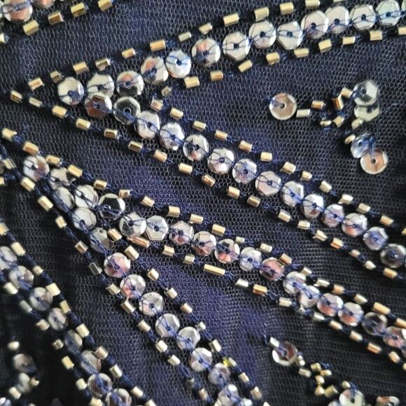 Aidan Mattox Elegant Formal Navy Sequin Dress Size 6 - Picture 6 of 15